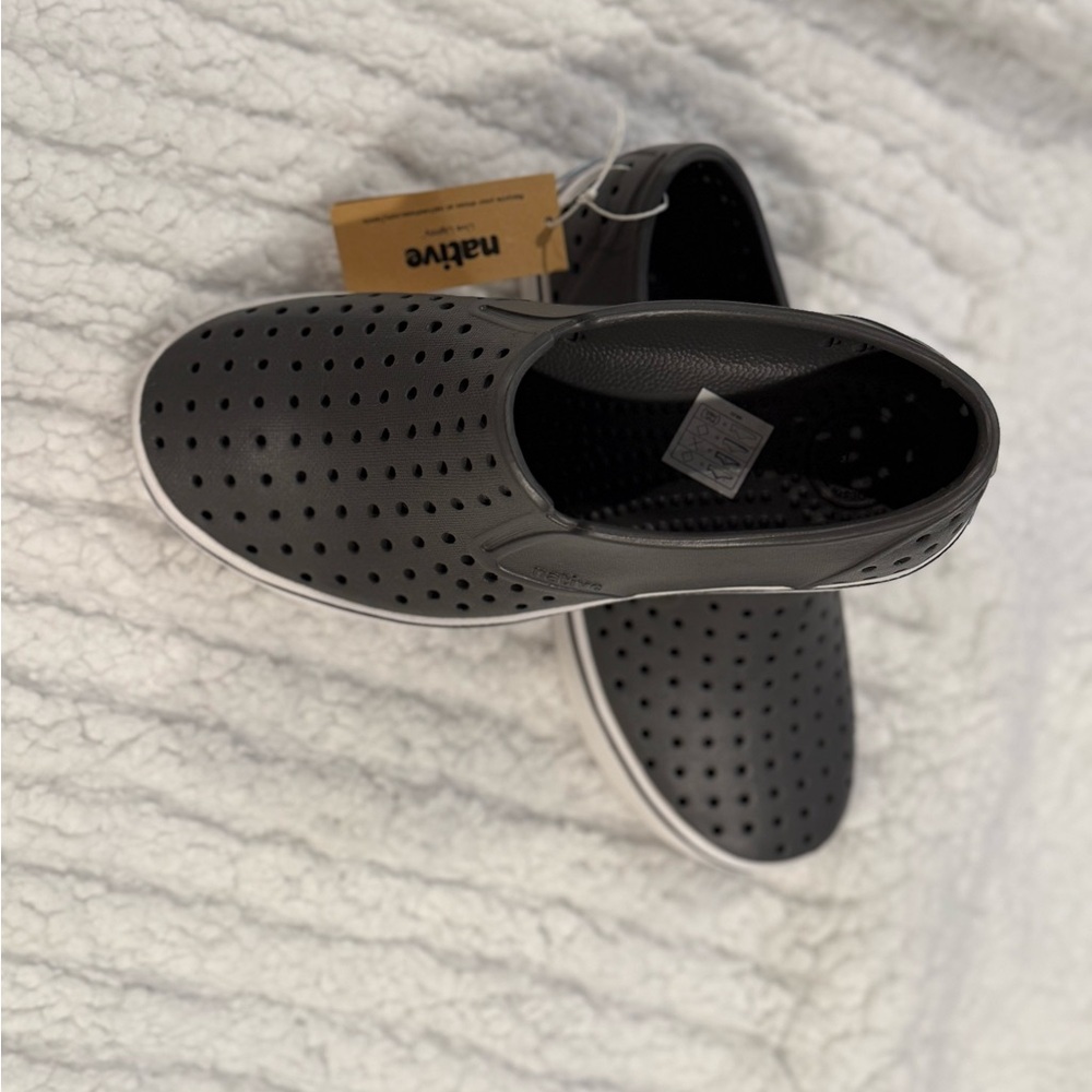 Native Gray and White Perforated Slip-On Loafers